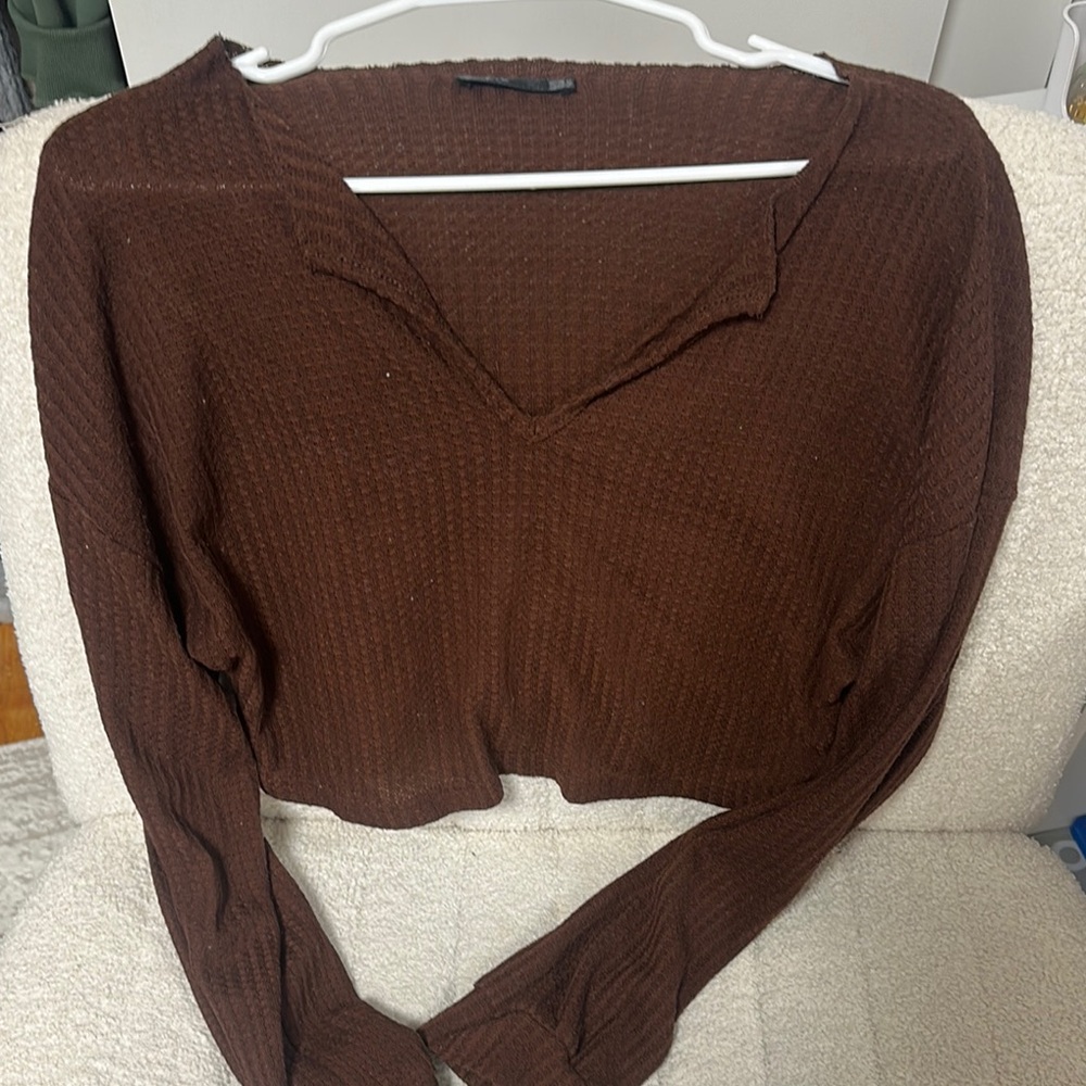 Brown Long Sleeve Women's Top
